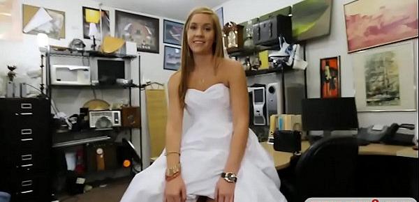  Woman in wed dress boned at the pawnshop